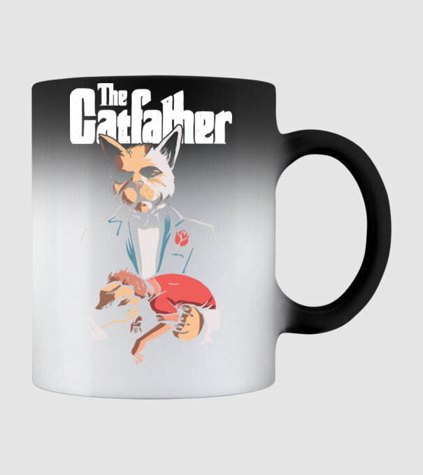 The Catfather model negru pe tricou