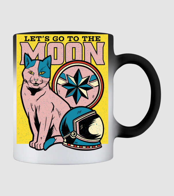 To the moon Pisică model negru pe tricou