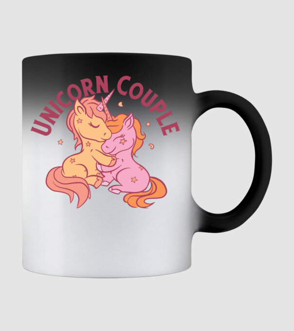 Pereche Unicorn model negru pe tricou