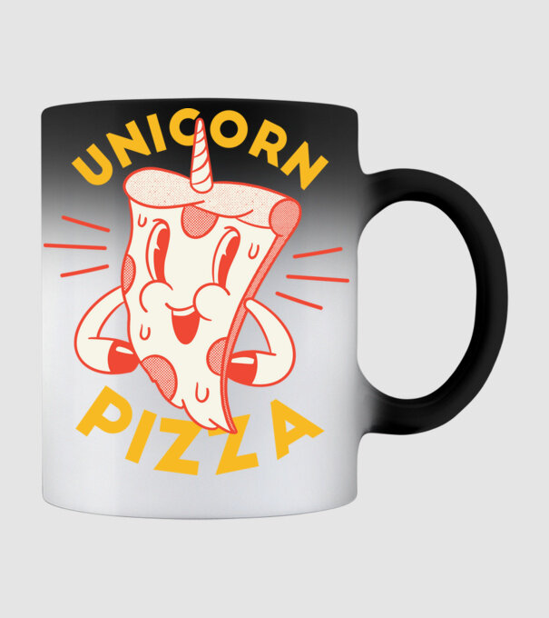 Unicorn Pizza model negru pe tricou
