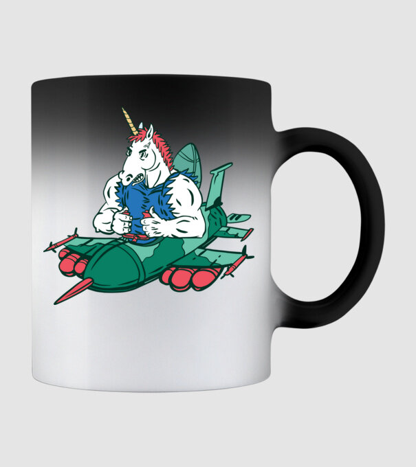 Unicorn Avion de vânătoare model negru pe tricou