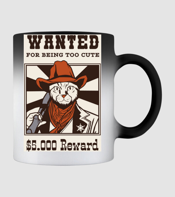 Wanted for being too cute Cowboy cu pisică model negru pe tricou