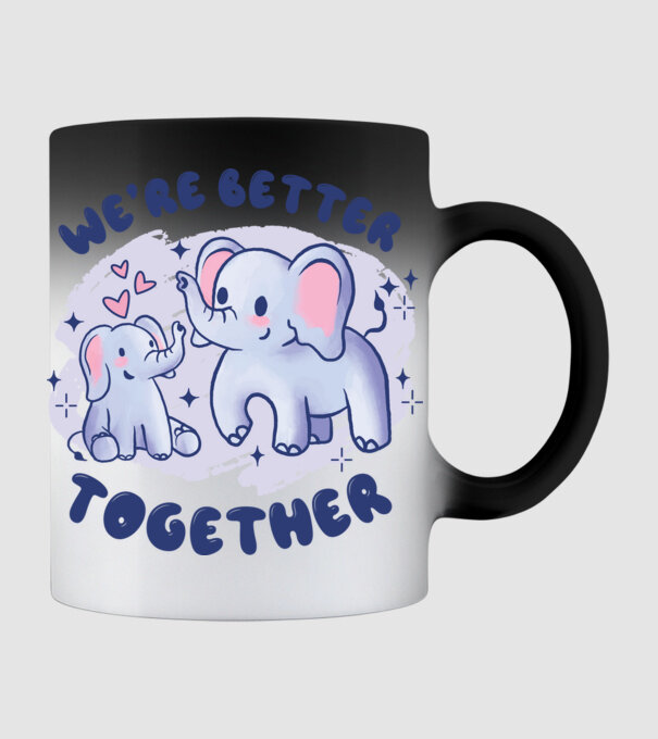 'We''re Better Together Elephant' model negru pe tricou