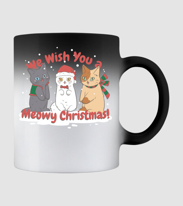We wish You a Meowy Christmas model negru pe tricou