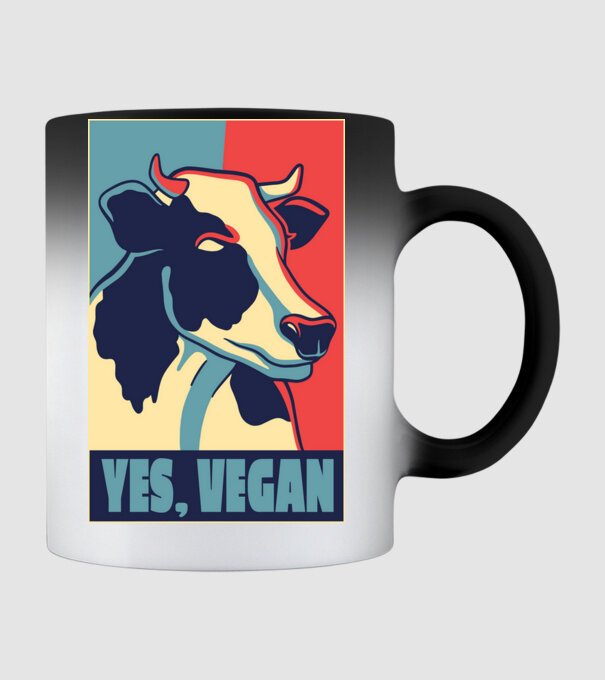 Yes, Vegan model negru pe tricou