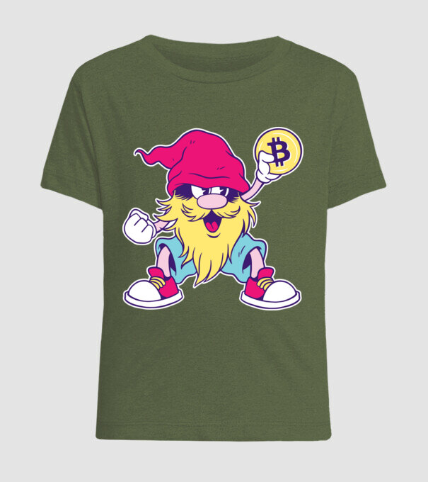 Pitic Bitcoin model kaki pe tricou