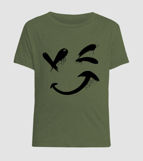 Emoji fericit Râs model kaki pe tricou