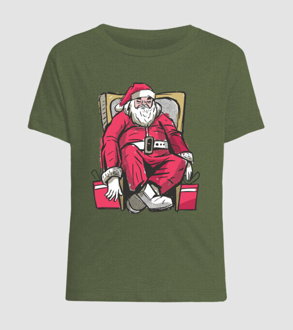 Moș Crăciun Obosit model kaki pe tricou