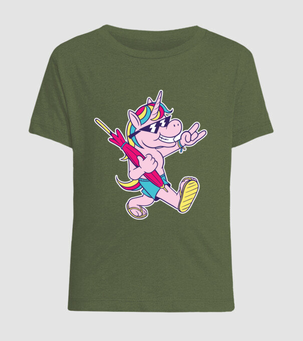 Unicorn În vacanță model kaki pe tricou