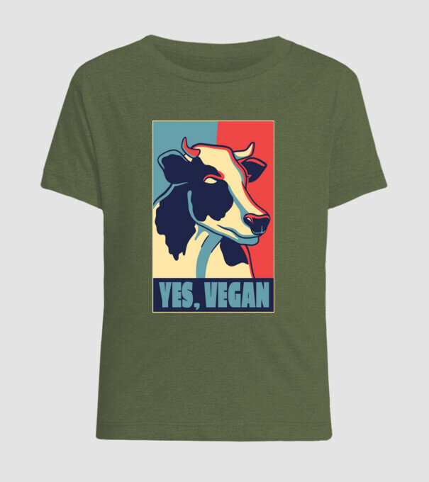 Yes, Vegan model kaki pe tricou