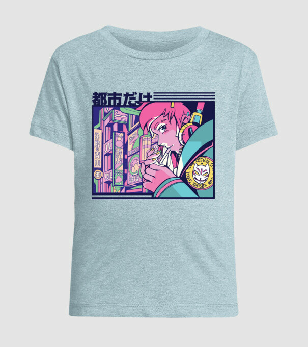 Anime Țigaretă model albastru deschis pe tricou