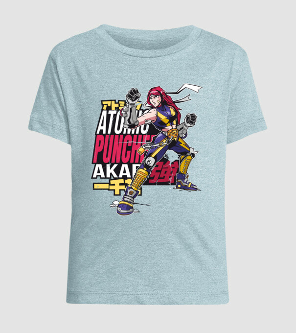 Anime fată Războinic model albastru deschis pe tricou