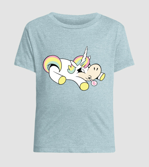 Unicorn bolnav model albastru deschis pe tricou