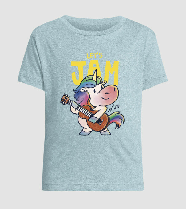 Unicorn cu chitara model albastru deschis pe tricou