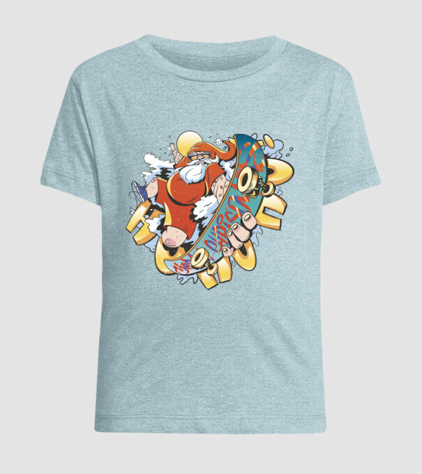 Moș Crăciun Skateboarder model albastru deschis pe tricou
