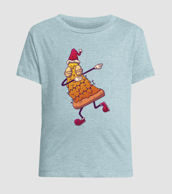 Pizza de Crăciun DAB model albastru deschis pe tricou