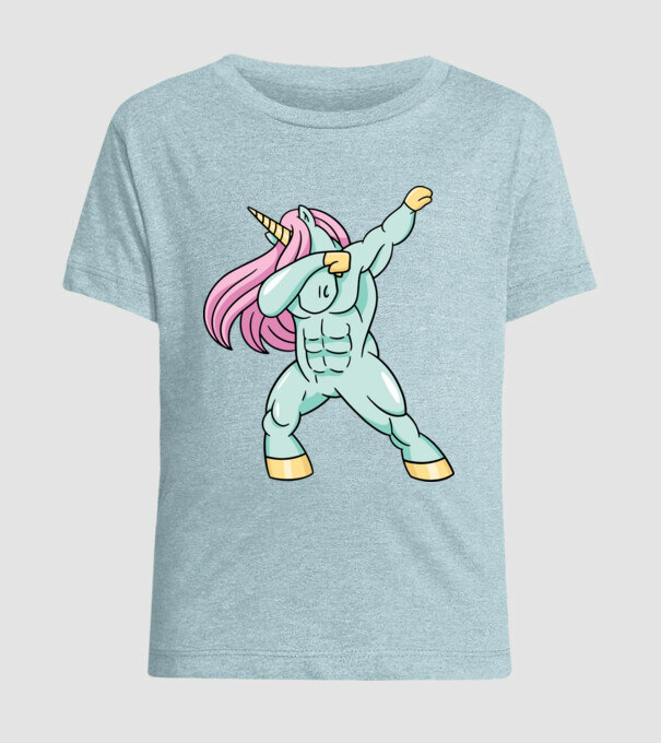 Unicorn Body Building DAB model albastru deschis pe tricou