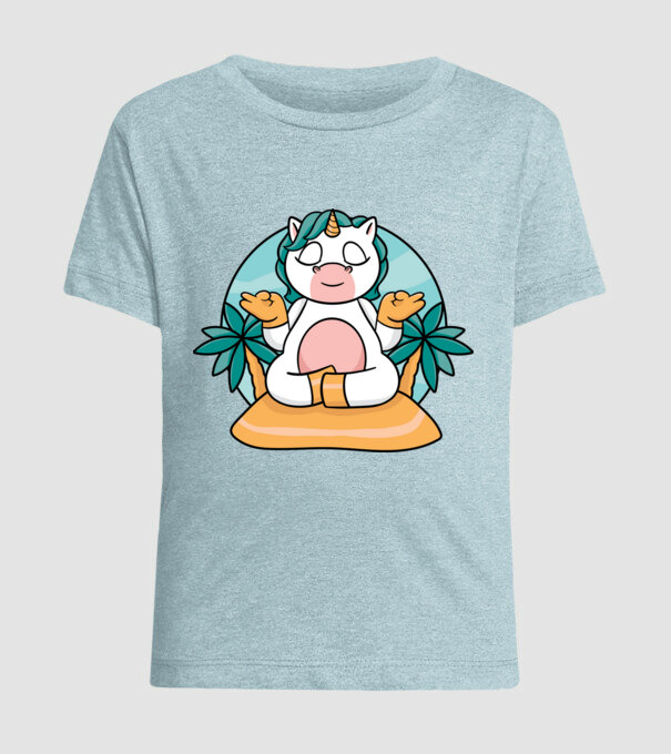 Unicornul meditator model albastru deschis pe tricou