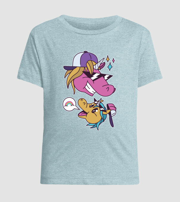 Unicorni cool model albastru deschis pe tricou
