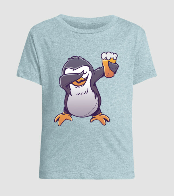 Pinguin cu Bere DAB model albastru deschis pe tricou