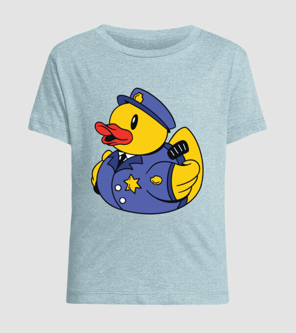 Rățușcă de cauciuc Polițist model albastru deschis pe tricou