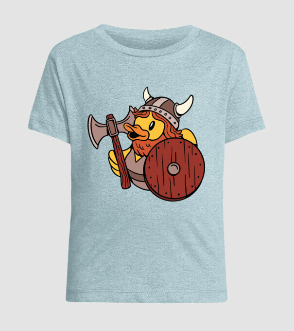 Rățușcă de cauciuc Viking model albastru deschis pe tricou