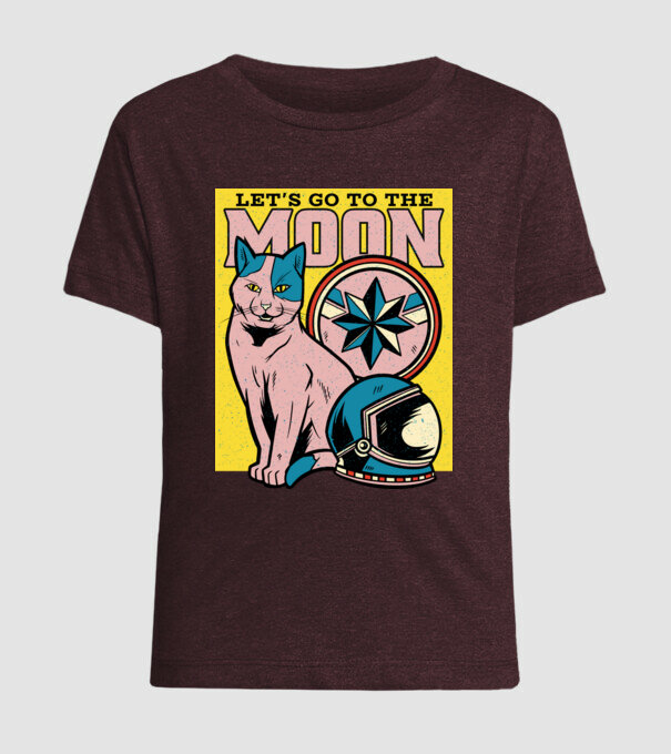 To the moon Pisică model bordo pe tricou