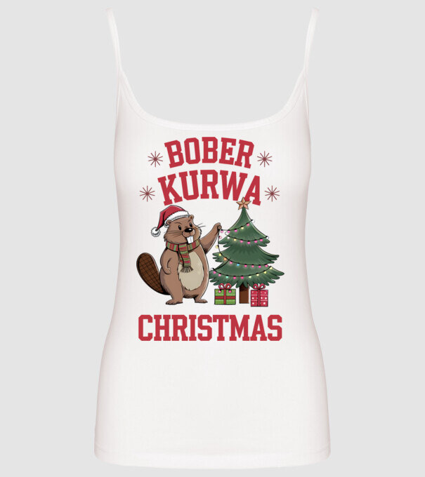 Bober Kurwa Christmas 3 model alb pe tricou