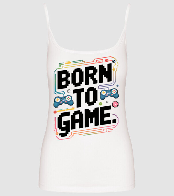 Born to Game Pixel Alb model alb pe tricou