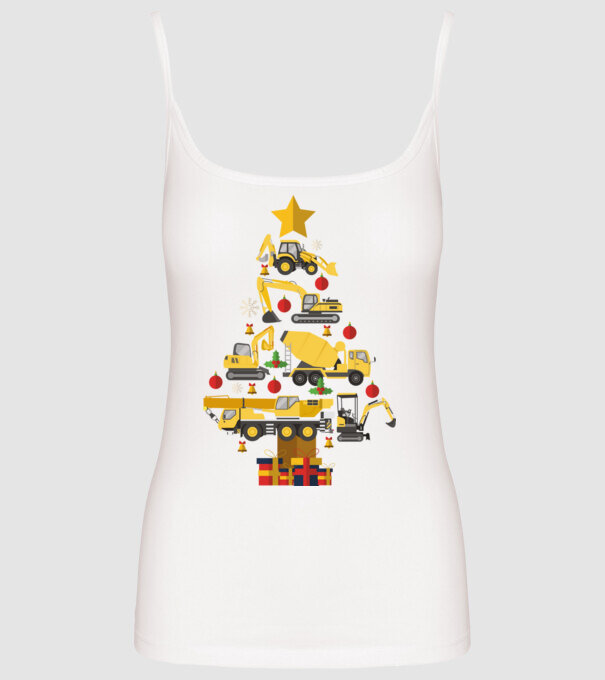 Construcția vehiculului pom de Crăciun model alb pe tricou