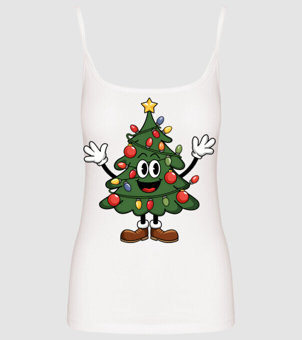 Copac de Crăciun drăguț model alb pe tricou