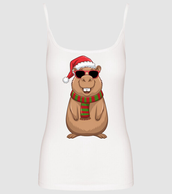 Crăciunul capybara model alb pe tricou