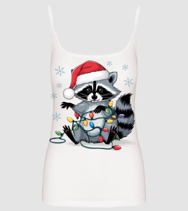 Crăciunul ratonilor Alb model alb pe tricou