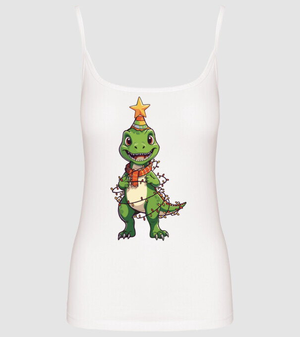 dinozaur pom de Crăciun model alb pe tricou