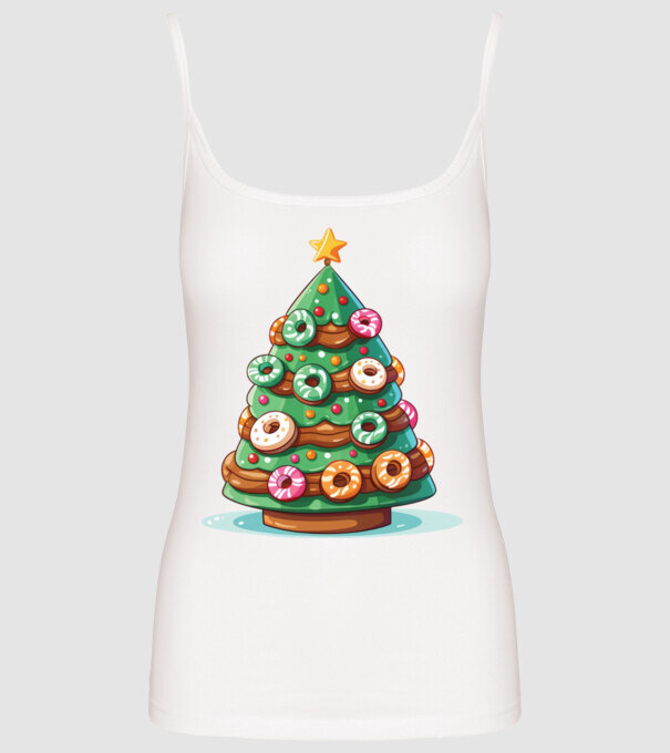 Doughnut pom de Crăciun model alb pe tricou