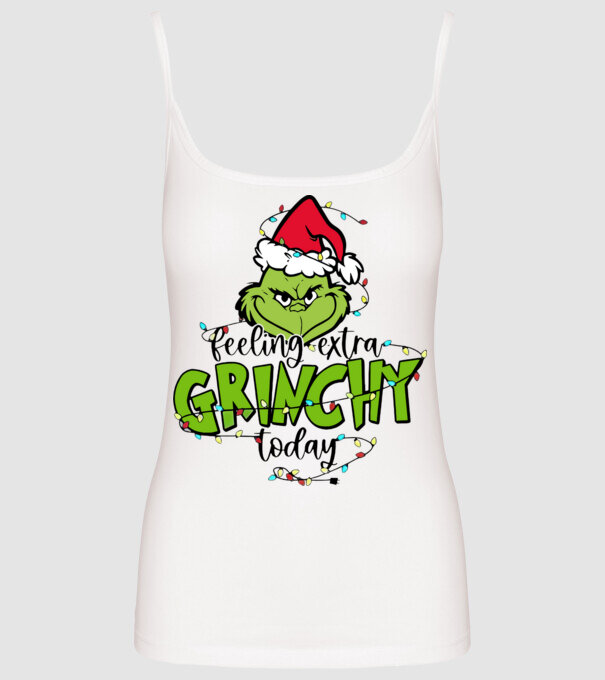 Feeling extra Grinchy today model alb pe tricou