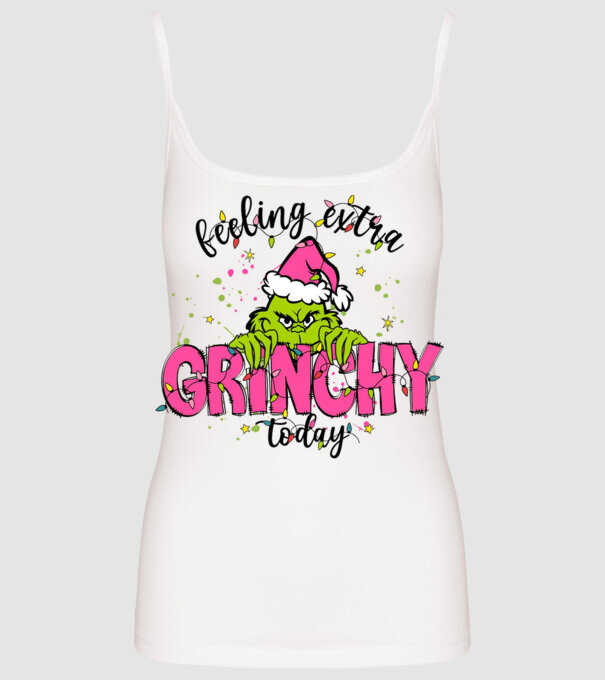 Feeling extra Grinchy today model alb pe tricou