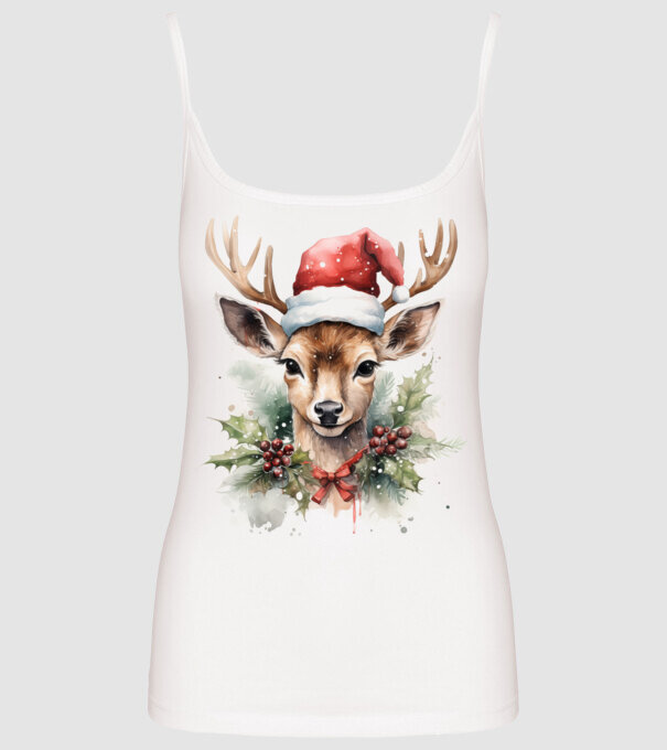Festive Reindeer model alb pe tricou