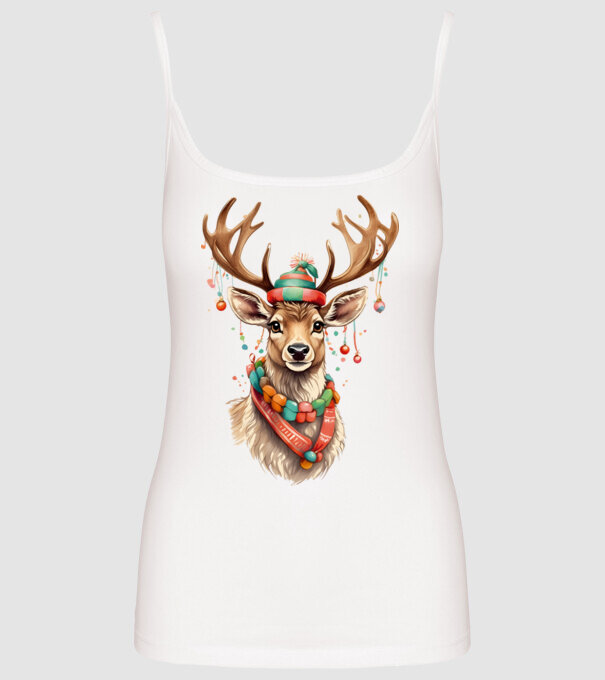 Festive Reindeer model alb pe tricou