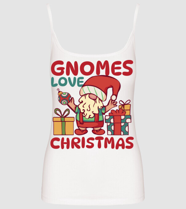 Gnomes LOVE Christmas model alb pe tricou