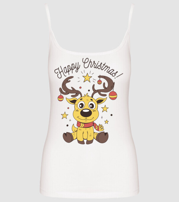 Happy Christmas Reindeer Alb model alb pe tricou