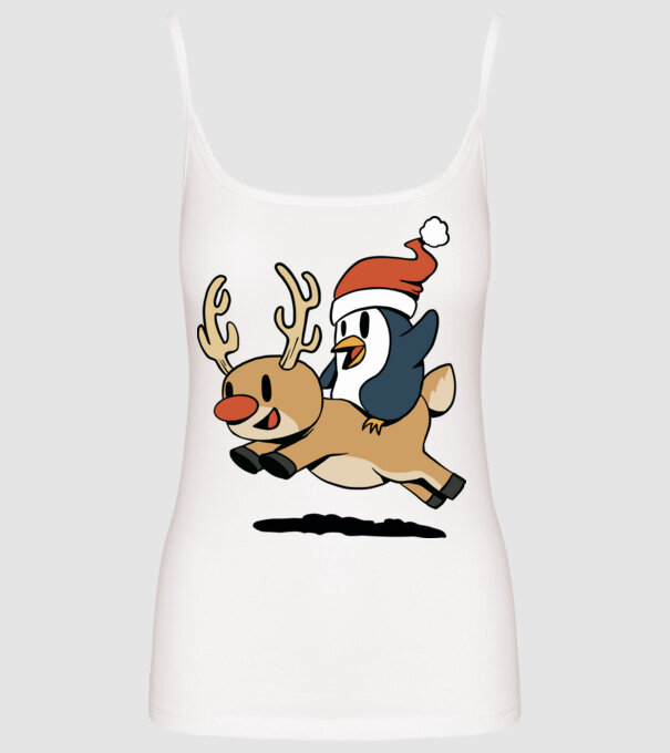 pinguin reindeer cristmas model alb pe tricou