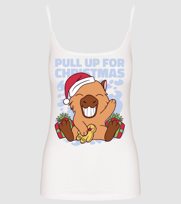 Pull up for christmas Capybara model alb pe tricou