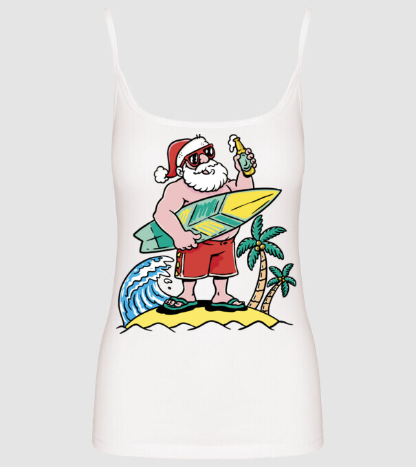 Santa Claus Summer model alb pe tricou