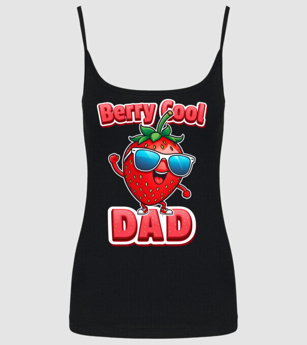 Berry Cool Dad Strawberry model negru pe tricou