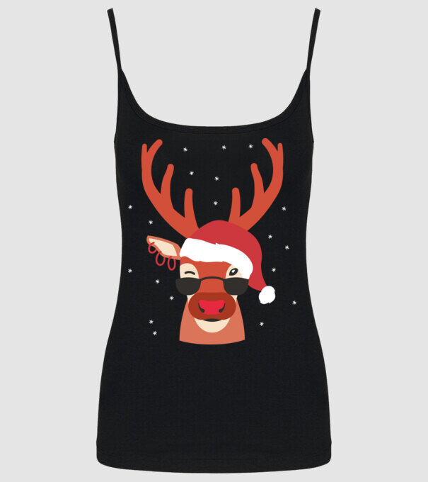 Cool Reindeer Rudolph model negru pe tricou