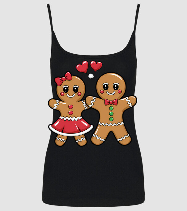 cuplu de turtă dulce în dragoste model negru pe tricou