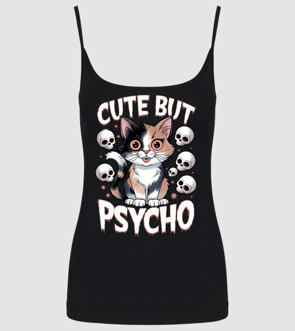 Cute, but Psycho pisică Negru model negru pe tricou