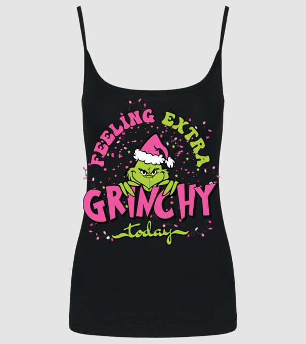 Feeling extra Grinchy today model negru pe tricou