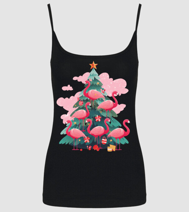 flamingo pom de Crăciun model negru pe tricou